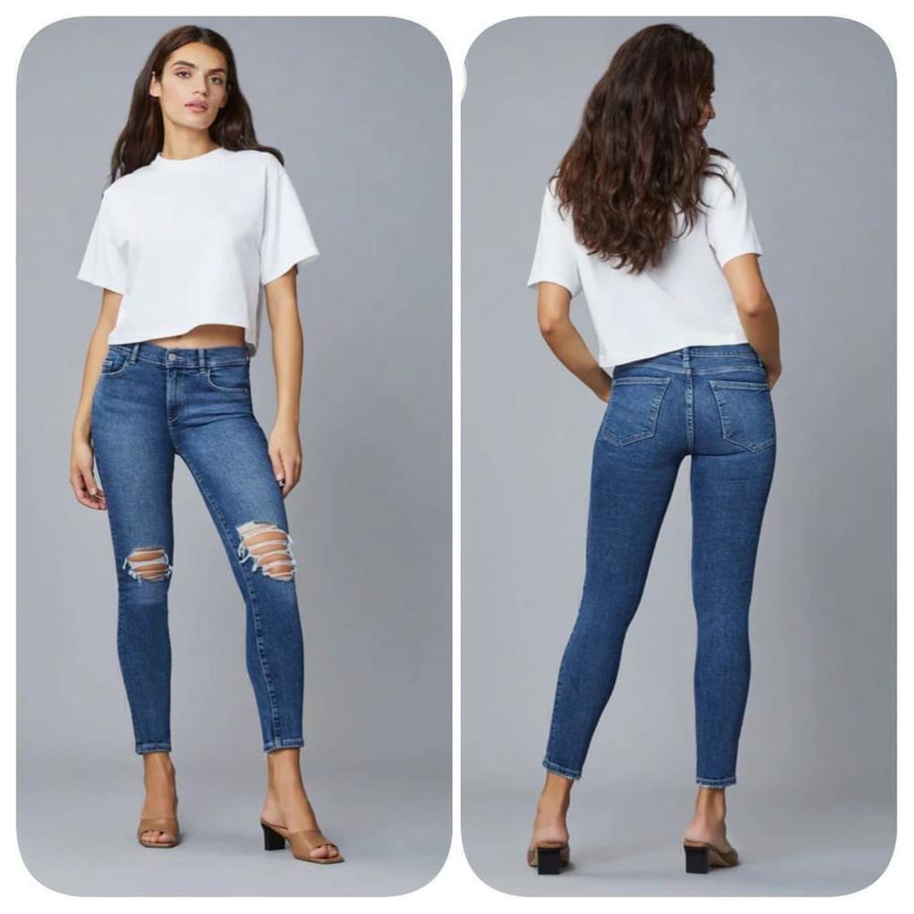 DL1961 Florence Skinny Blue Distressed Jeans Size 18W